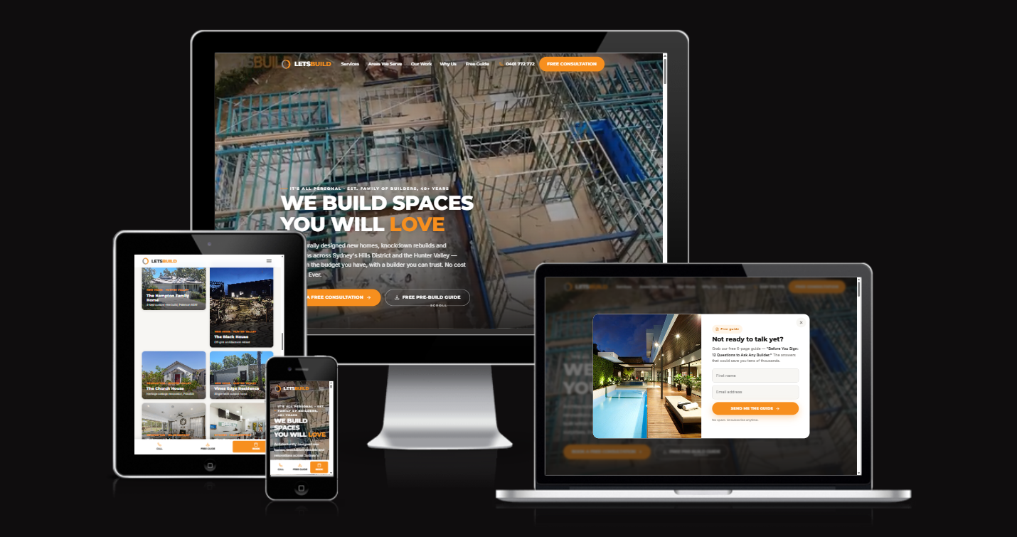 Custom Home Builder website built by ClickSmith